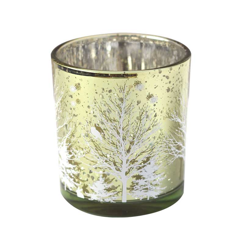 Christmas Forest Multi-Colored Plated Glass Candle Holder