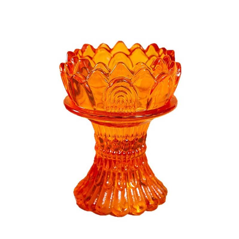 Glass Tall Stem Lotus Candle Holder