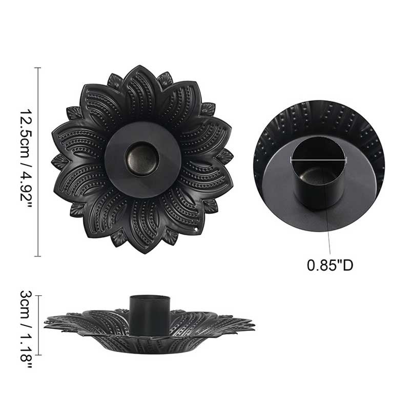 Vintage Sunflower Iron Candlestick Holder Color:Black 2