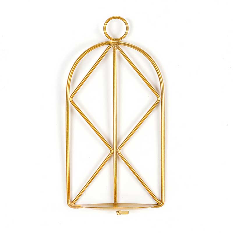 Minimalist Iron Wall-Mounted Candle Holder, Foldable Tray Golden
