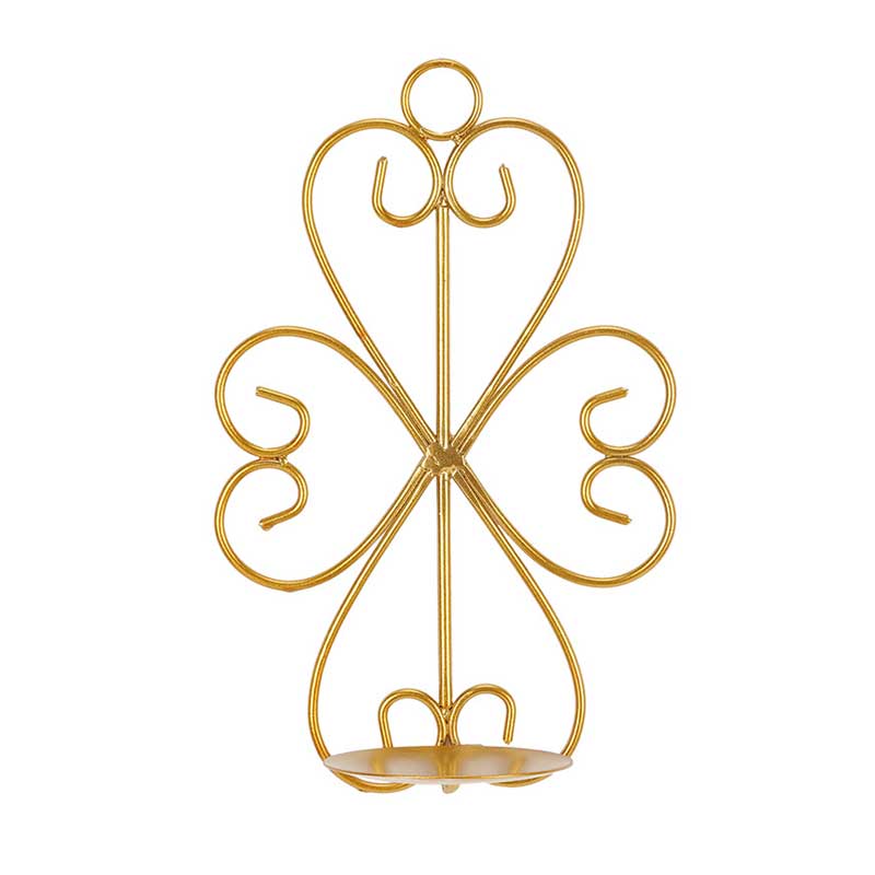 Gold/Black Iron Art Heart-Shaped Wall Sconce Candlestick , Foldable Tray