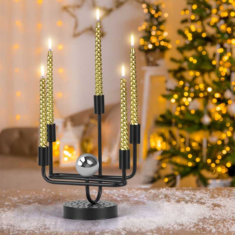 Modern Minimalist Metal Candlestick Holder Silver Sphere, Color:2 Arms 1