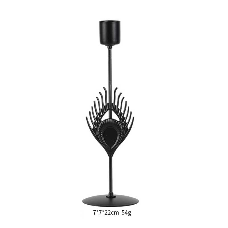 Peacock Feather-Shaped Iron Candle Holder (Set of 3) 7*7*22cm