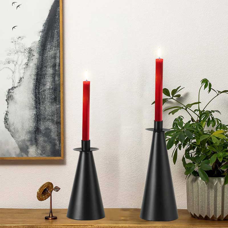 Minimalist Modern Conical Iron Candle Holder (Set of 2) Size:8.5*24cm 1