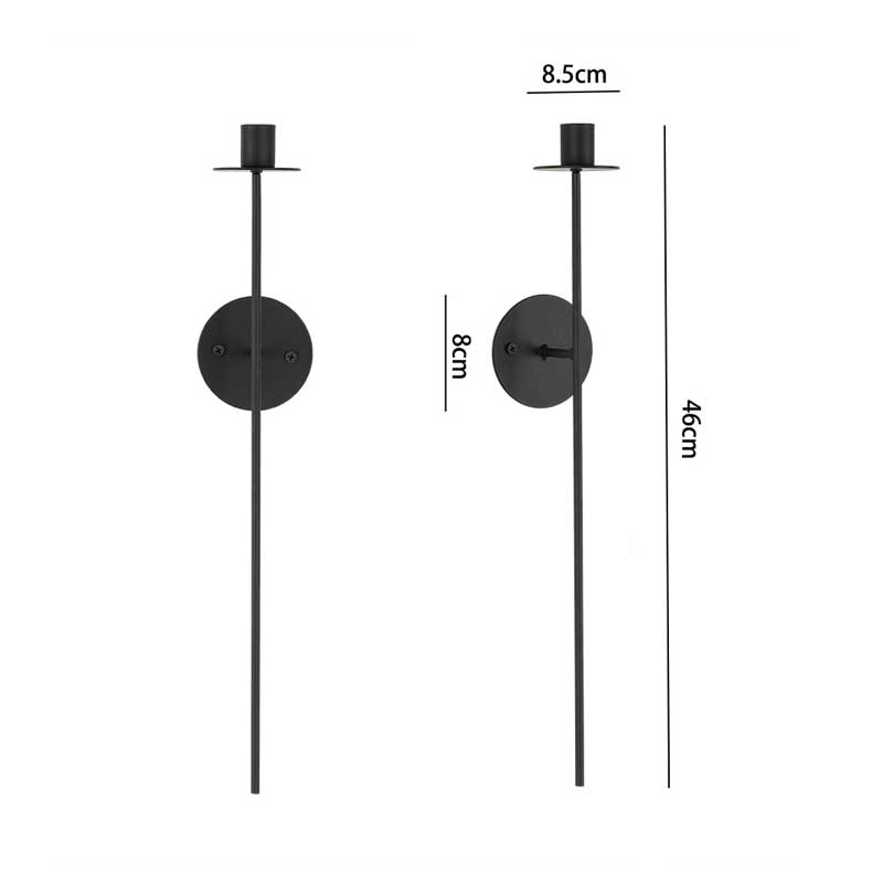 Minimalist Iron Wall-Mounted Candle Holder Set of 2 Black