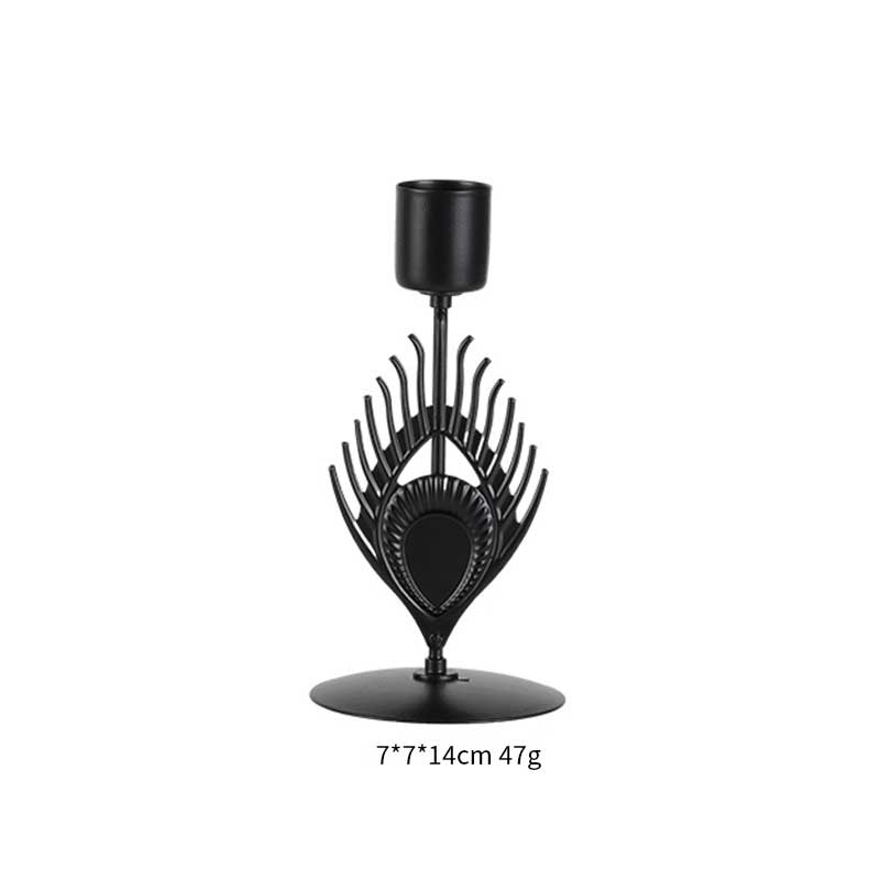 Peacock Feather-Shaped Iron Candle Holder (Set of 3) 7*7*14cm