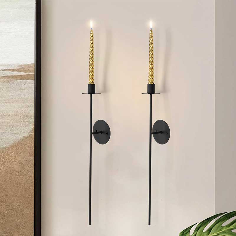 Minimalist Iron Wall-Mounted Candle Holder Set of 2 Color:Black 1