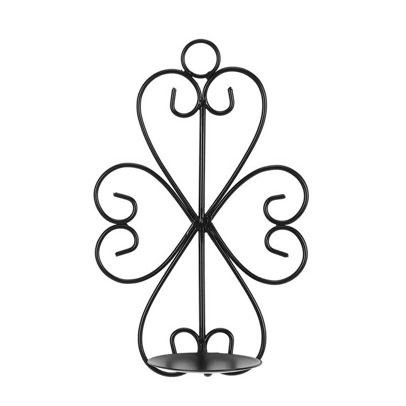 Gold/Black Iron Art Heart-Shaped Wall Sconce Candlestick , Foldable Tray Black