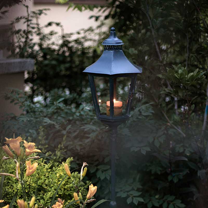 Vintage Iron Outdoor Floor Candle Holder for Garden Patio Decor Color:Black 1