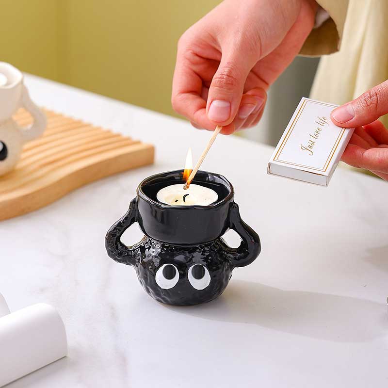 Soot Sprite Ceramic Candlestick Holder Color:Black 1