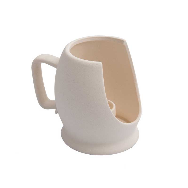 Handmade-Style Cutout Ceramic Mug Candle Holder