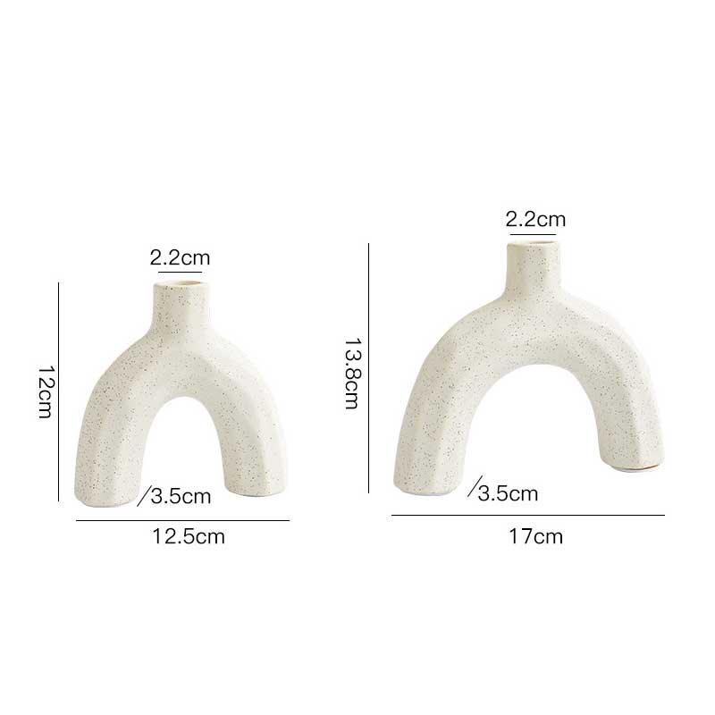 Geometric Arched Ceramic Candle Holder Set Color:Creamy white 2