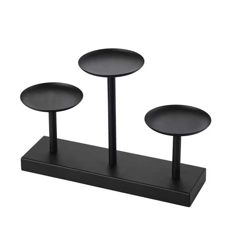 Black 3/4 Holder Wrought Iron Candle Tray