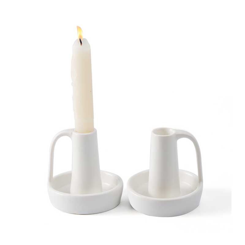 Minimalist Handled Ceramic Candlestick Holder