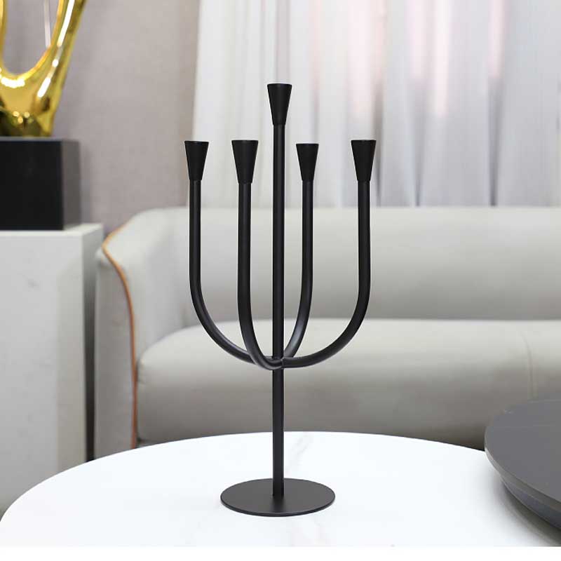 European Vintage 5-Arm Metal Candelabra Color:Black 4
