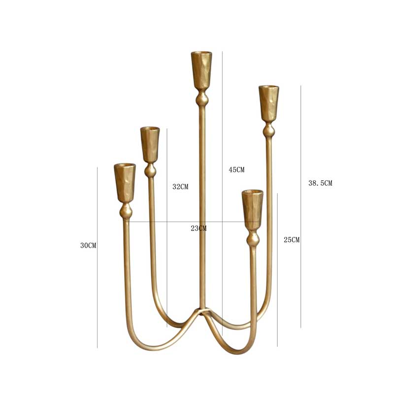 Golden Minimalist 5-Arm Iron Candelabra Style1