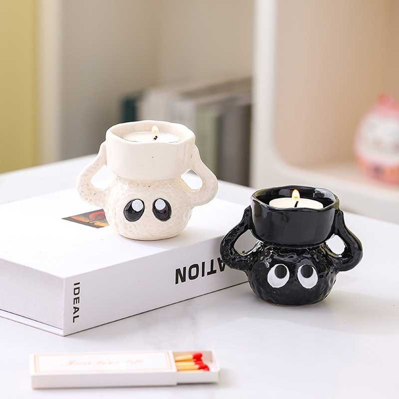 Soot Sprite Ceramic Candlestick Holder Color:Black 3