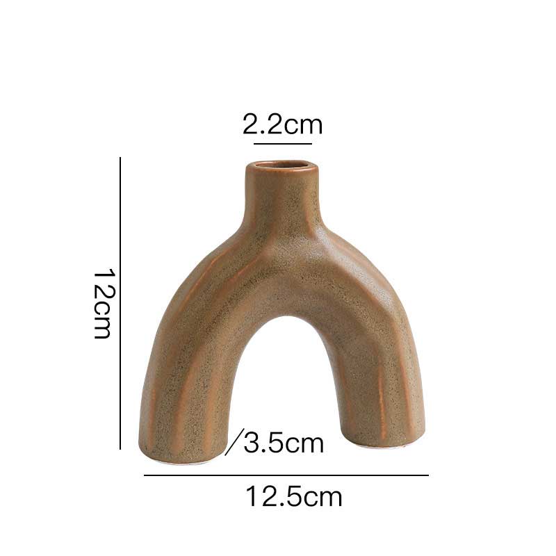 Geometric Arched Ceramic Candle Holder Set Khaki