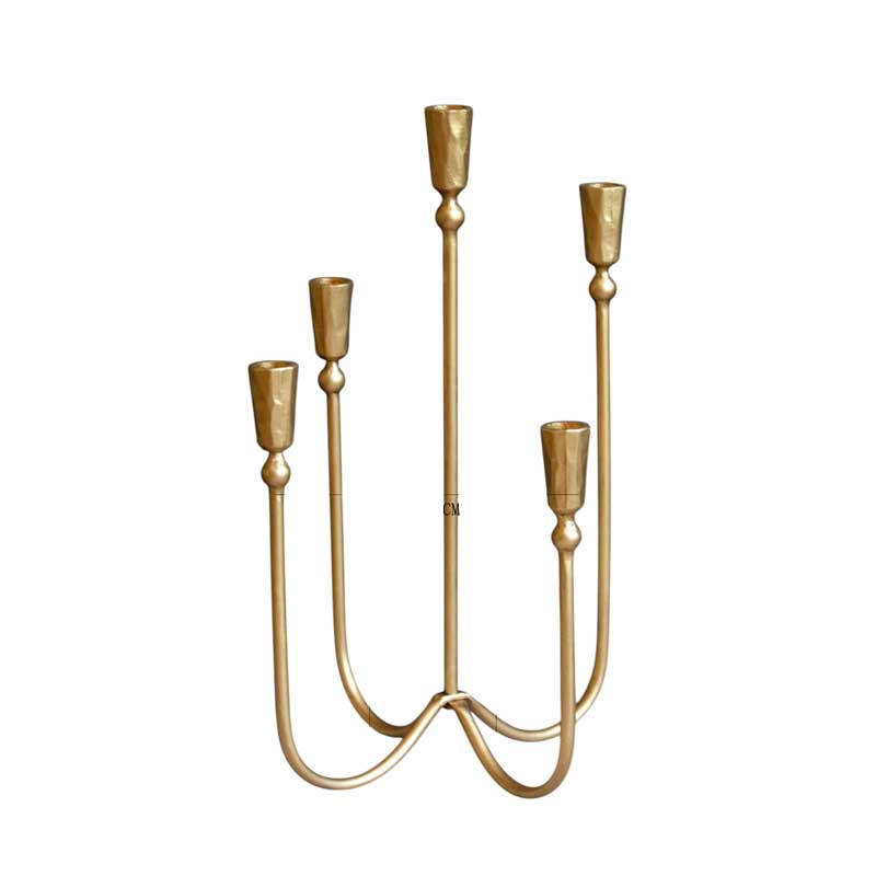 Golden Minimalist 5-Arm Iron Candelabra