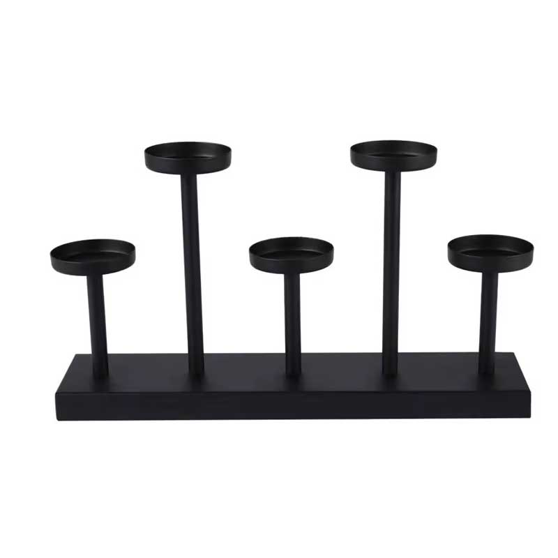 Black 3/4 Holder Wrought Iron Candle Tray 4 Holder