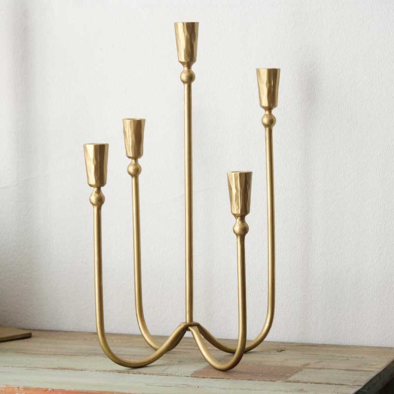 Golden Minimalist 5-Arm Iron Candelabra Style:Style1 3