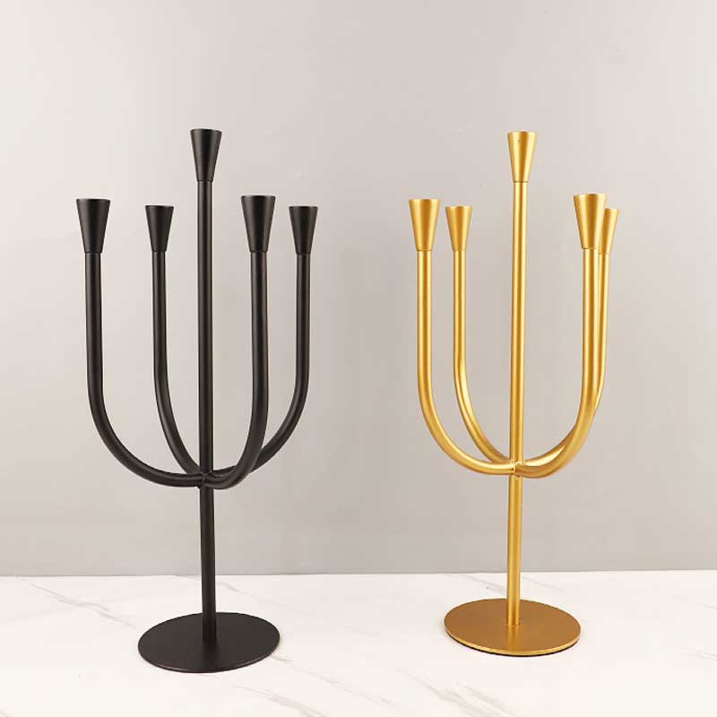 European Vintage 5-Arm Metal Candelabra Color:Black 2