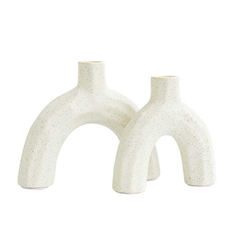 Geometric Arched Ceramic Candle Holder Set
