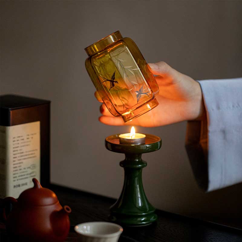 Glass Swallows and Willow Ceramic Candle Holder Color:Swallow 1