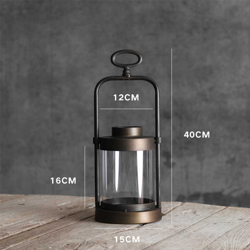 Vintage Iron and Glass Candle Lantern 15*40cm