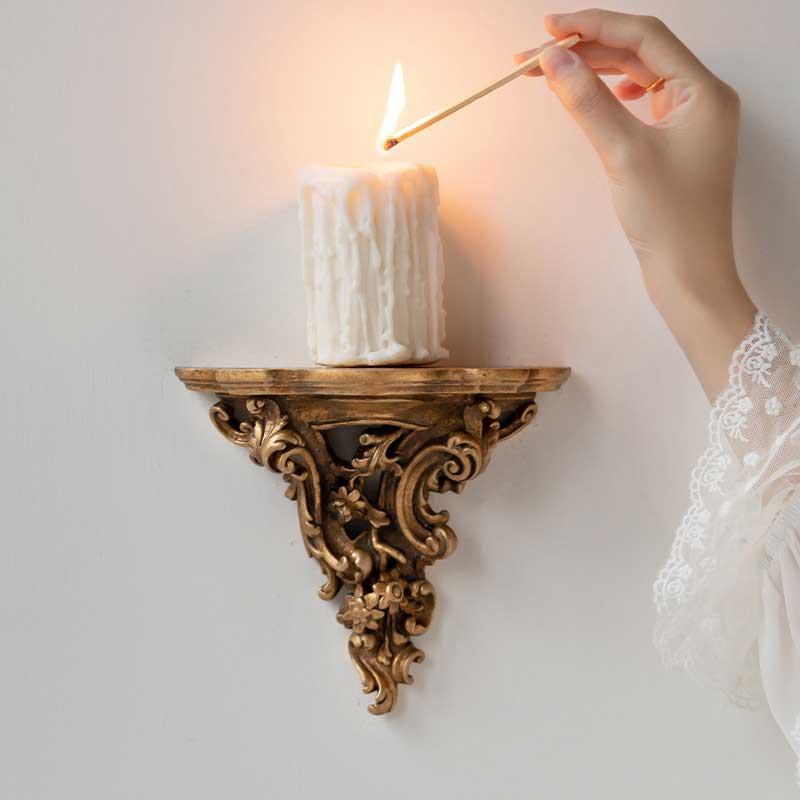 Relief Sculpture Wall Sconce Candlestick Holder Color:Gold 2