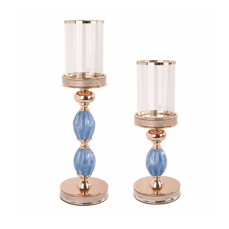 Modern Luxury Glass Hurricane Ceramic Candlestick Holder