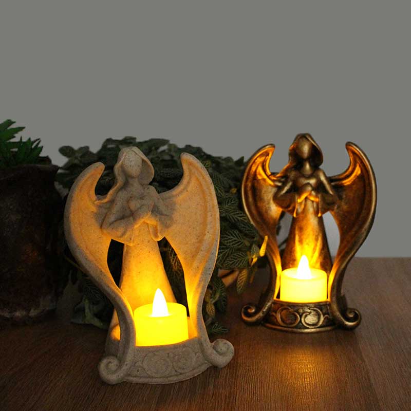 Faux Stone Angel Resin Candlestick Holder Color:Angel 2