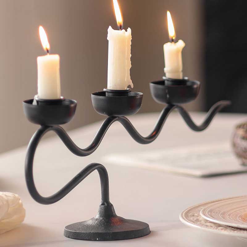 Minimalist Tree Branch Candlestick Holder (3-Head) Color:Black 2