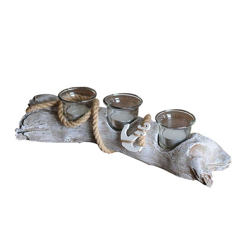 Mediterranean Natural Resin 3-Votive Candle Holder