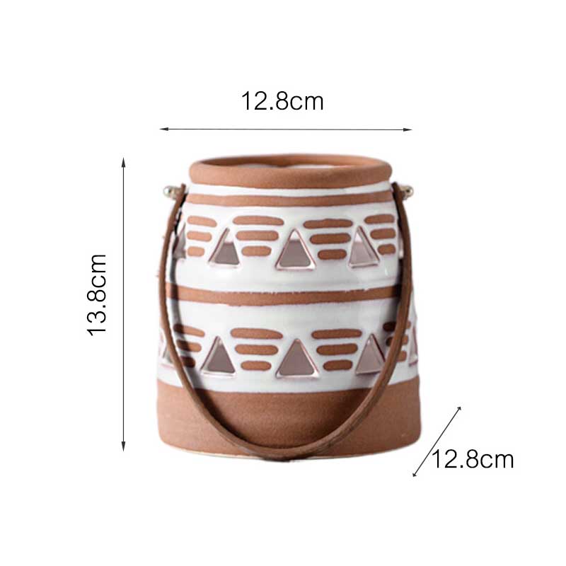 Bohemian Painted Ceramic Candle Lantern Style1