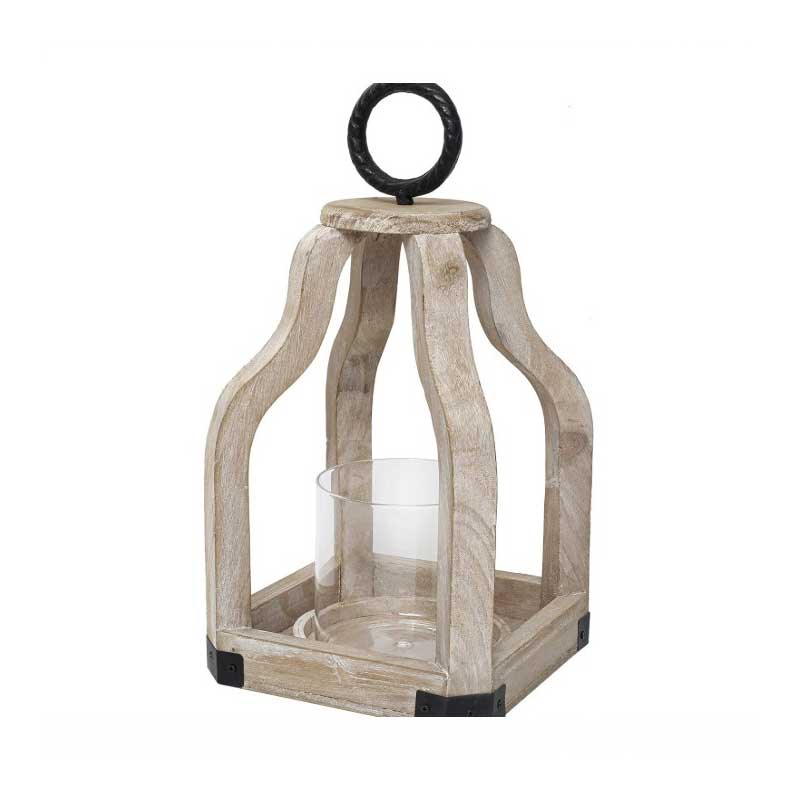 Vintage Wood and Iron Candle Lantern Color:Wood 2
