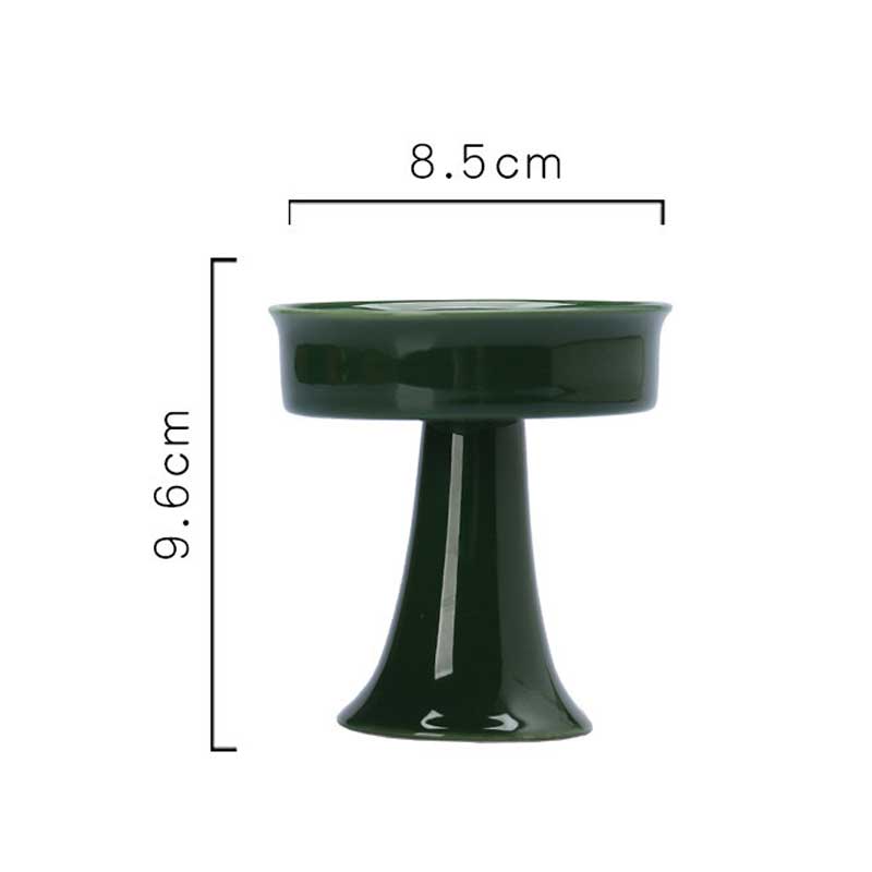 Ceramic Pedestal Candlestick, DIY Scented Candle Vessel Green