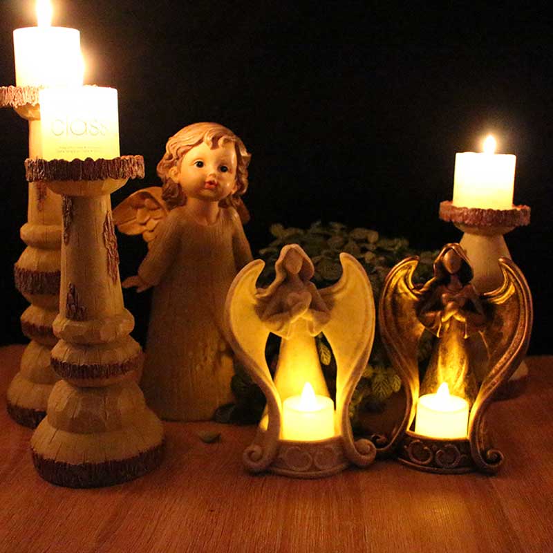 Faux Stone Angel Resin Candlestick Holder Color:Angel 1