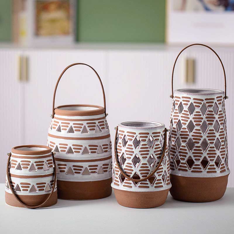 Bohemian Painted Ceramic Candle Lantern Style:Style1 3