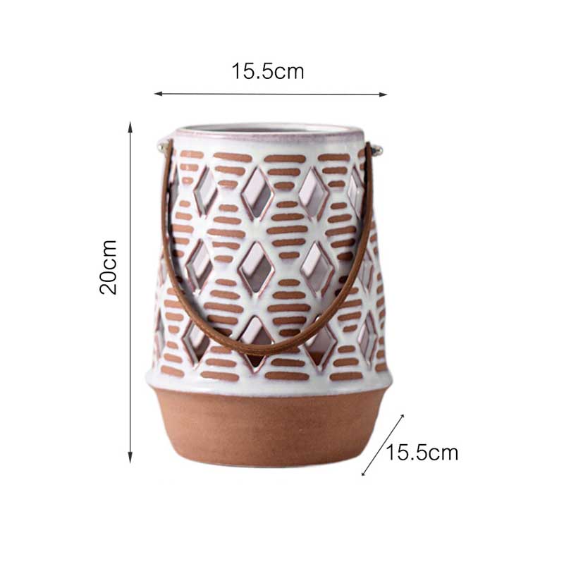 Bohemian Painted Ceramic Candle Lantern Style3