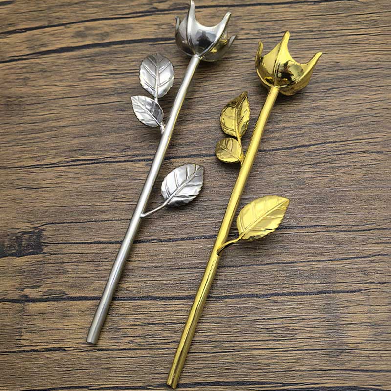 Long stem rose candle holder Color:Silver 1