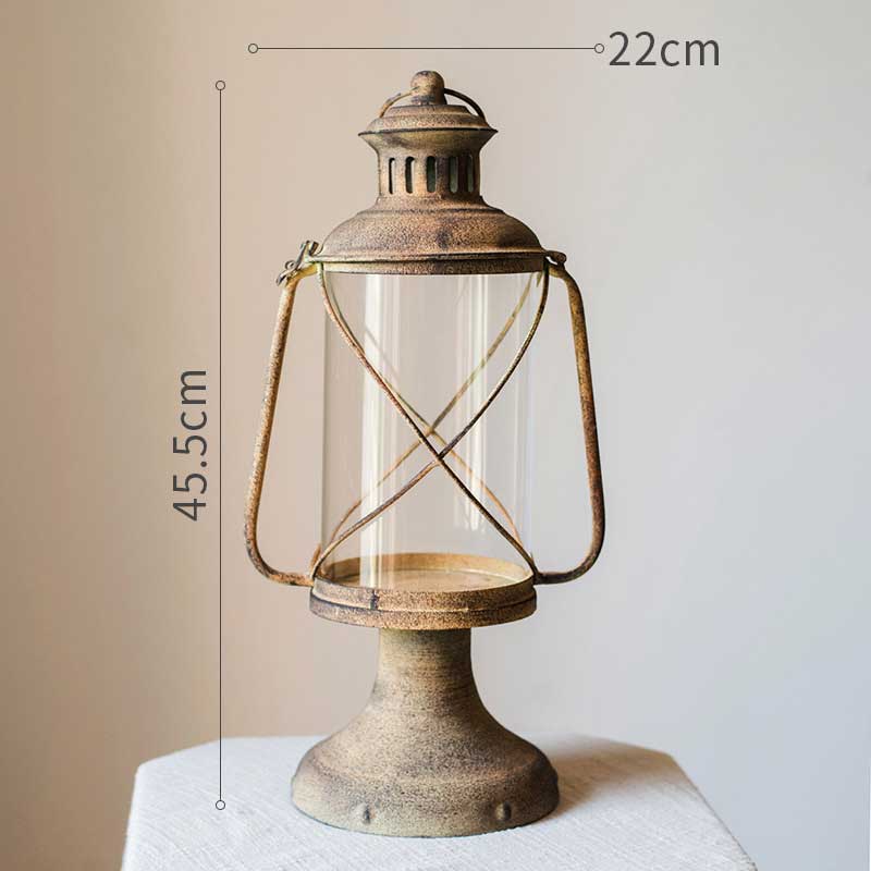 Vintage Distressed Wrought Iron Lantern Candlestick Styl2