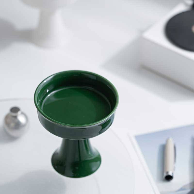 Ceramic Pedestal Candlestick, DIY Scented Candle Vessel Color:Green 1