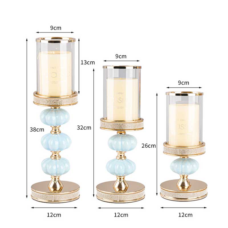 European Luxury Crystal Candlestick Set Size:12*25cm 3