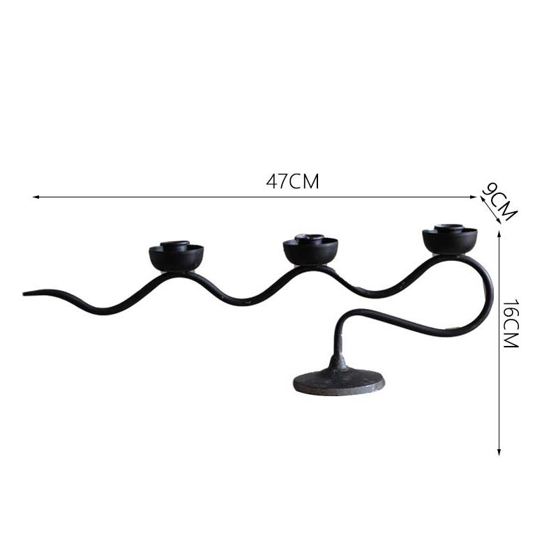 Modern Minimalist Tree Branch Candlestick Holder (3-Head) Black