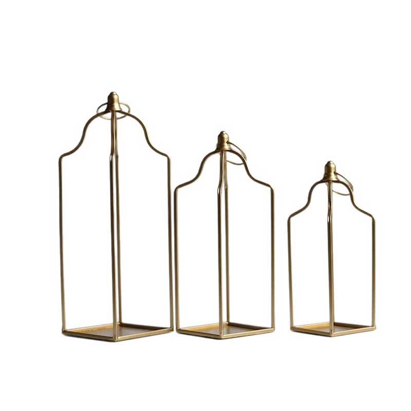 Modern Minimalist Geometric Iron Candle Holder (Set of 3),No Glass Hurricane
