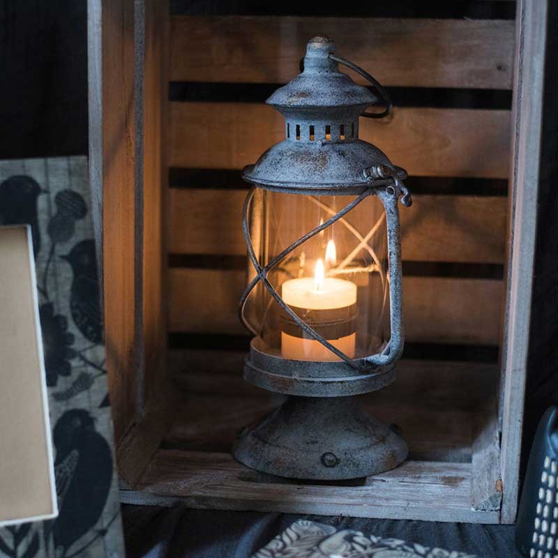 Vintage Distressed Wrought Iron Lantern Candlestick Style:Style1 5