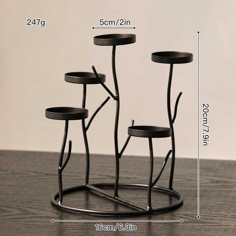 Metal Twig  5-Arm Candle Holder Black