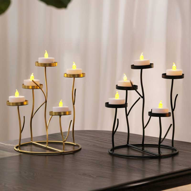 Metal Twig  5-Arm Candle Holder Color:Black 1