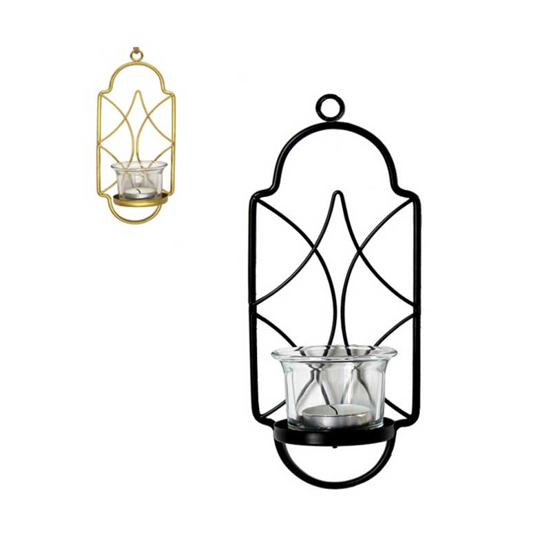 Gold/Black Moroccan Style Wall Sconce Candlestick